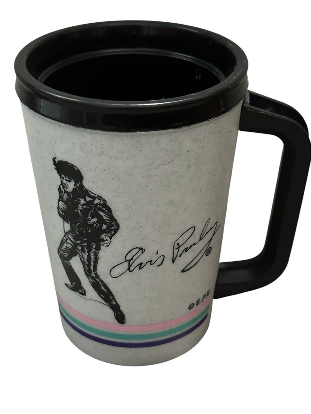 Elvis Presley vintage White Travel plastic Mug with Black Handle - Picture 2 of 5